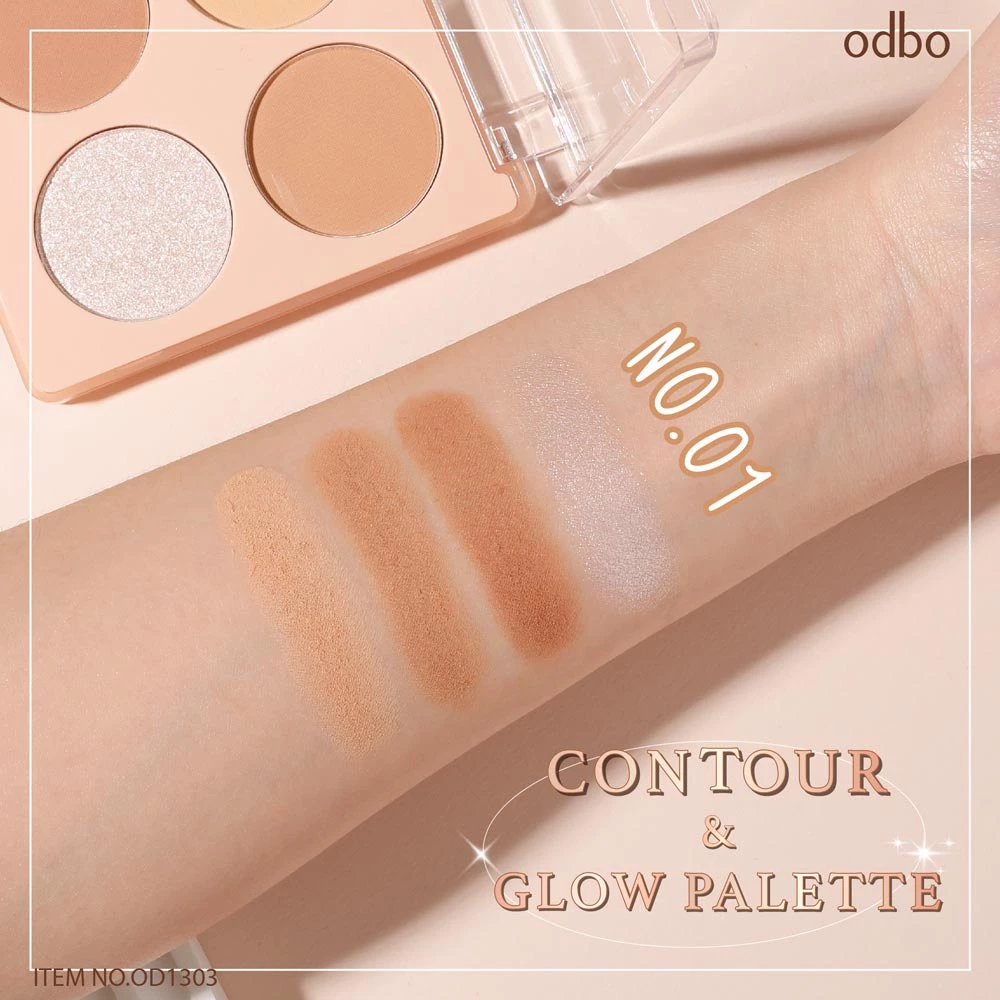 Sunsmilebeauty OD1303 Odbo Contour & Glow Palette #OD1303 : โอดีบีโอ คอนทัวร์ แอนด์ โกลว ไฮไลท์ พาเลท x 1 ชิ้น